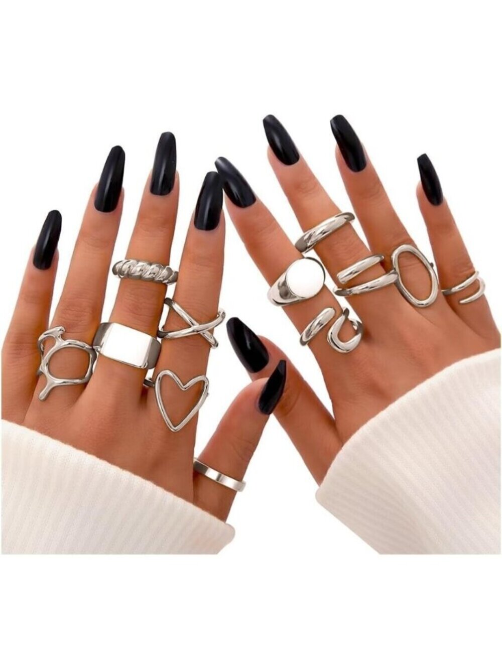 ❤️Women Sliver Rings Set Open  Stacking Knuckle Ring, Signet Rings for Gift
